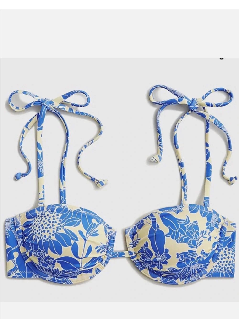 NEW J.Crew Bikini Top Underwire Blue Floral Print With Shoulder Ties 36 B